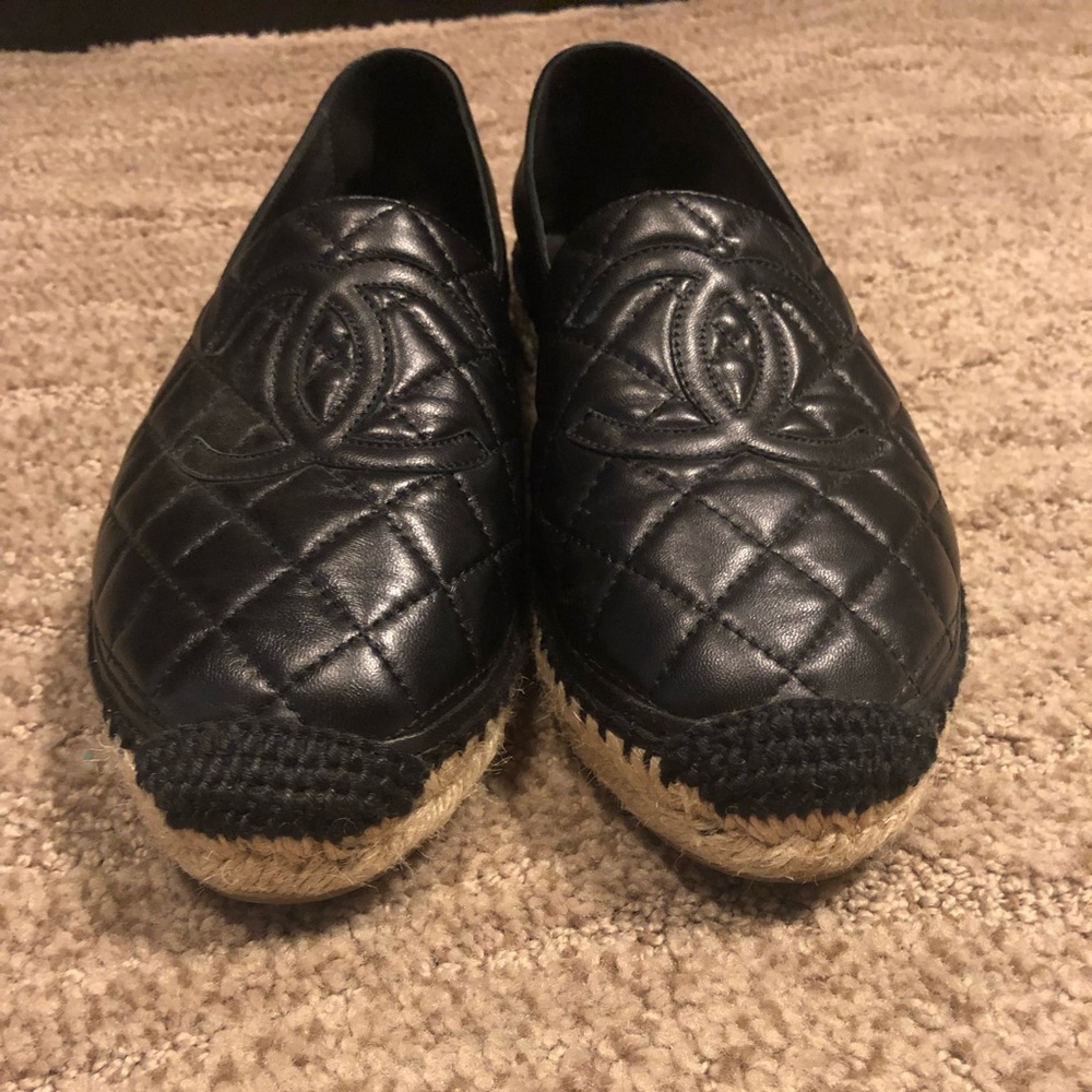 Chanel Black quilted espadrilles
